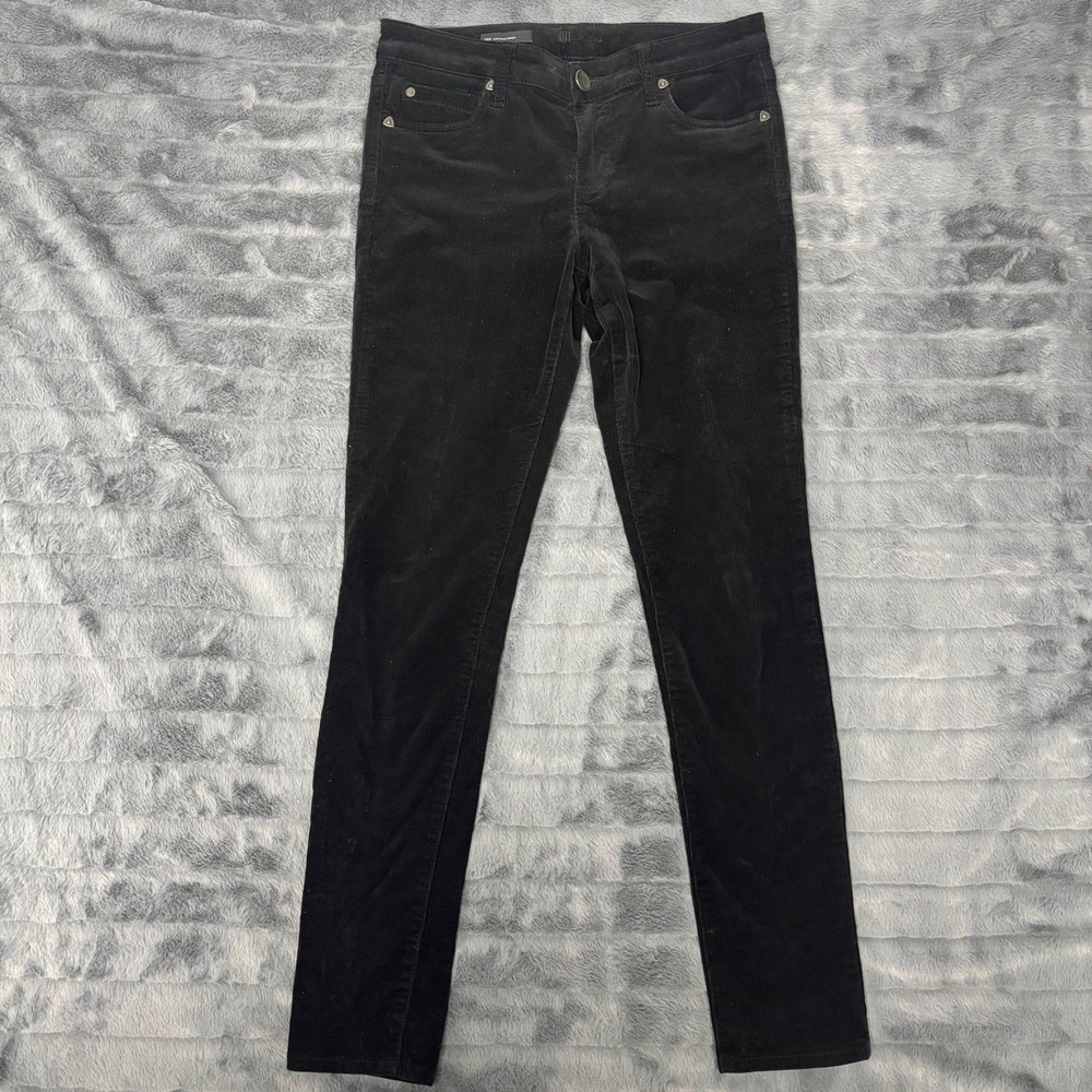 Kut from the Kloth Mia Toothpick Skinny Black Corduroy Pants Womens 6 Stretch